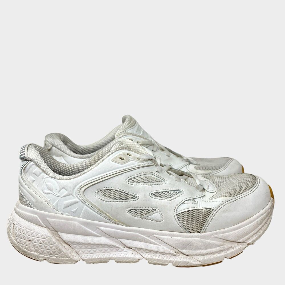 Hoka One One Clifton L Mens 10 Triple White‎ Running Shoes 1160050 Training